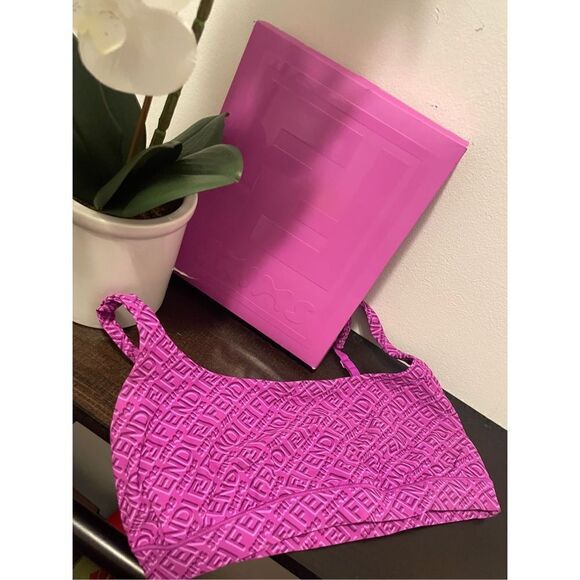 FENDI X SKIMS SCOOP NECK BRALETTE SWIM TOP LOGO - Picture 1 of 7
